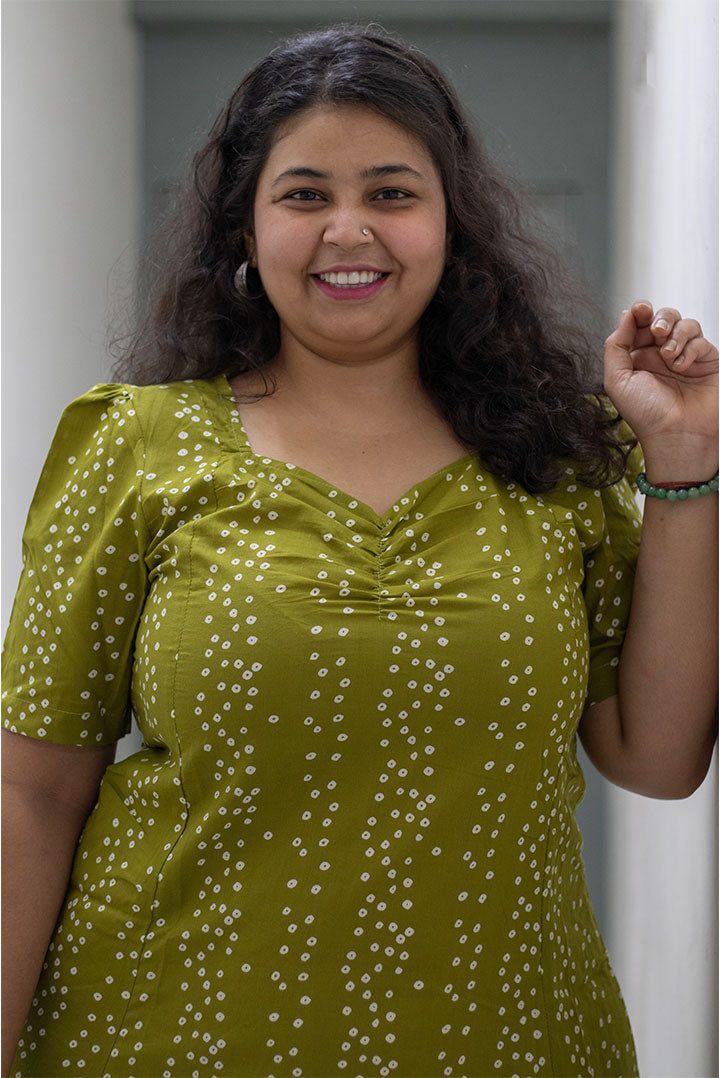 Plus Bandhani Cotton Dress