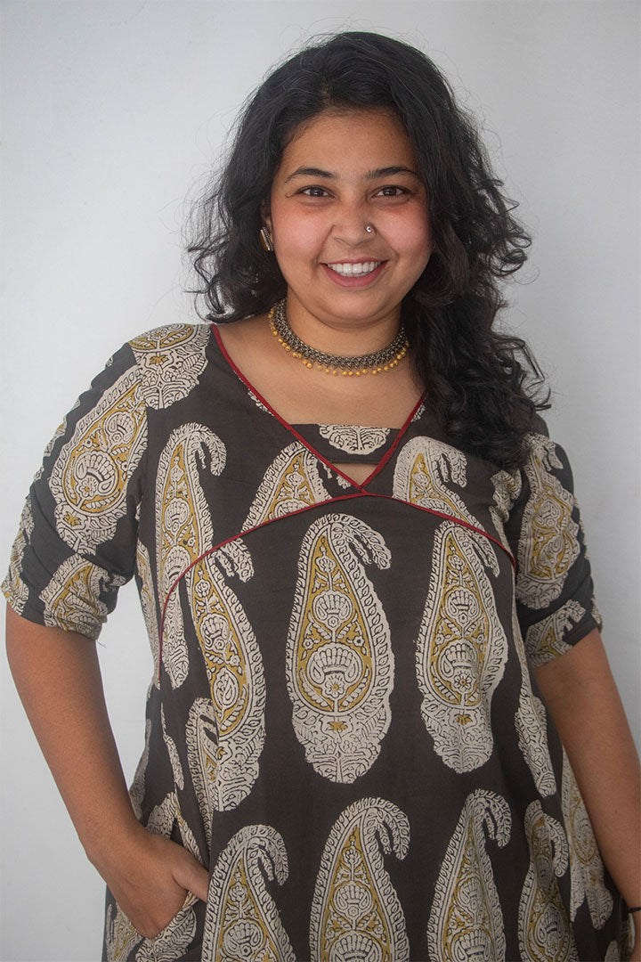 Plus Block Pasley Cotton Dress