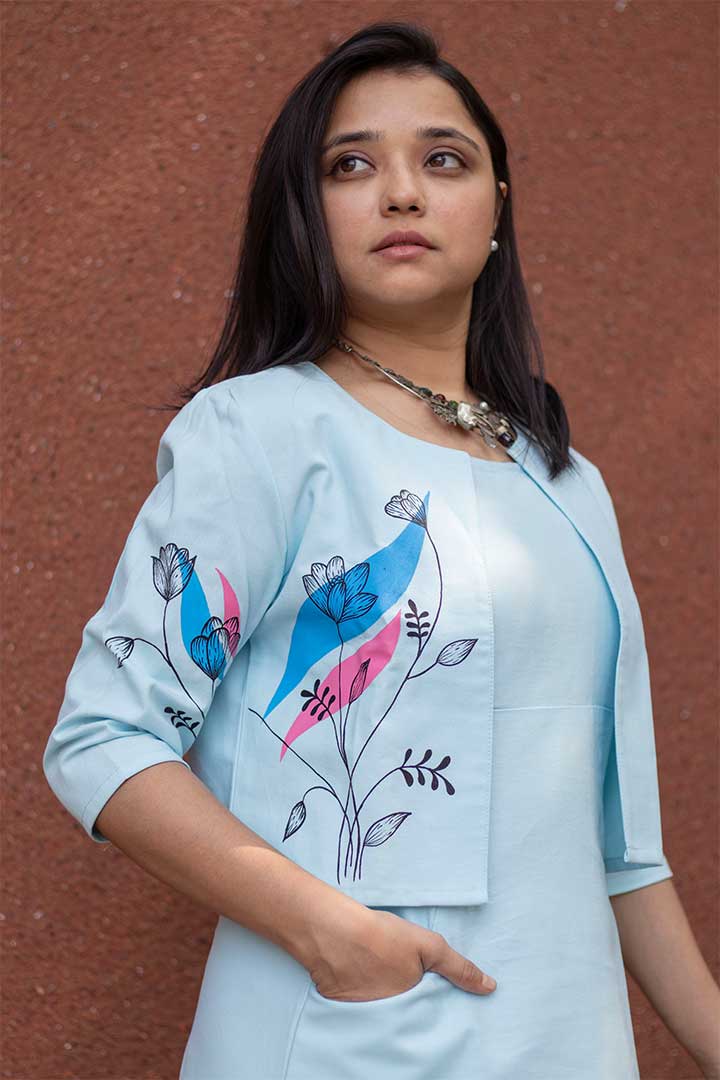 Handpainted Blue Jacket Dress