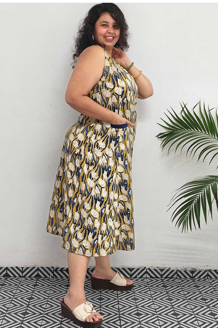 Block Printed Front Pocket Dress