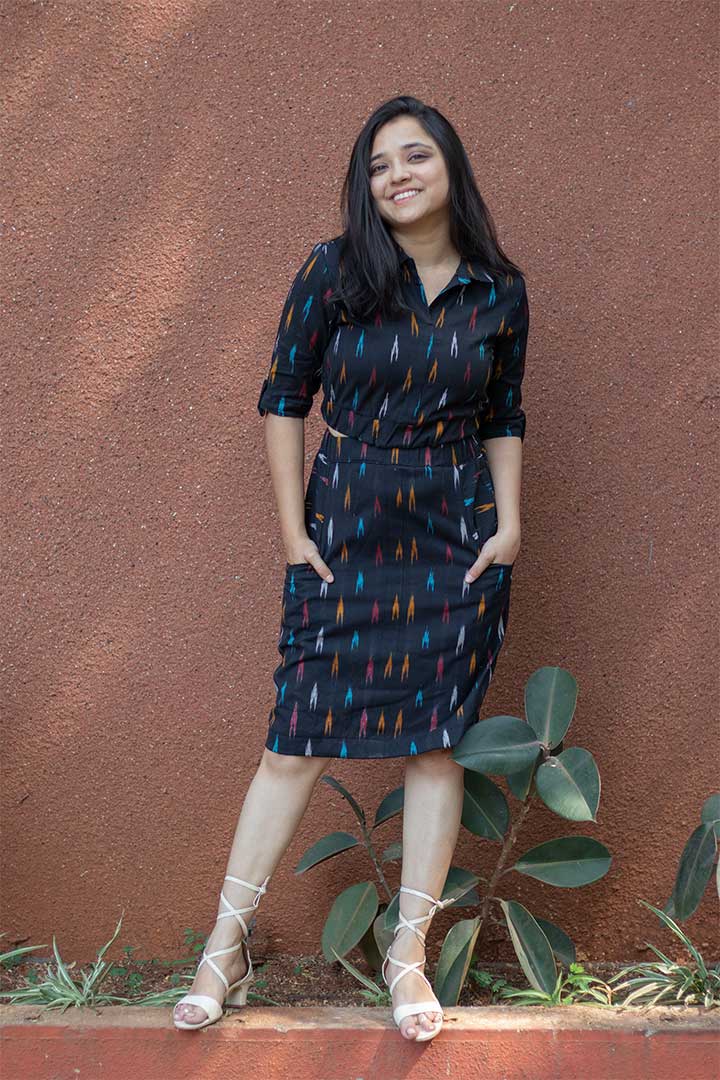 Ikhat Black Cotton Cord Set