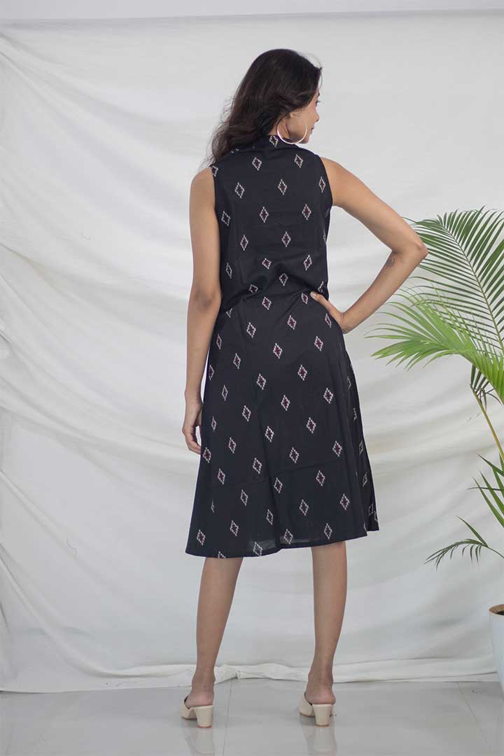 Black V Neck Cotton Dress