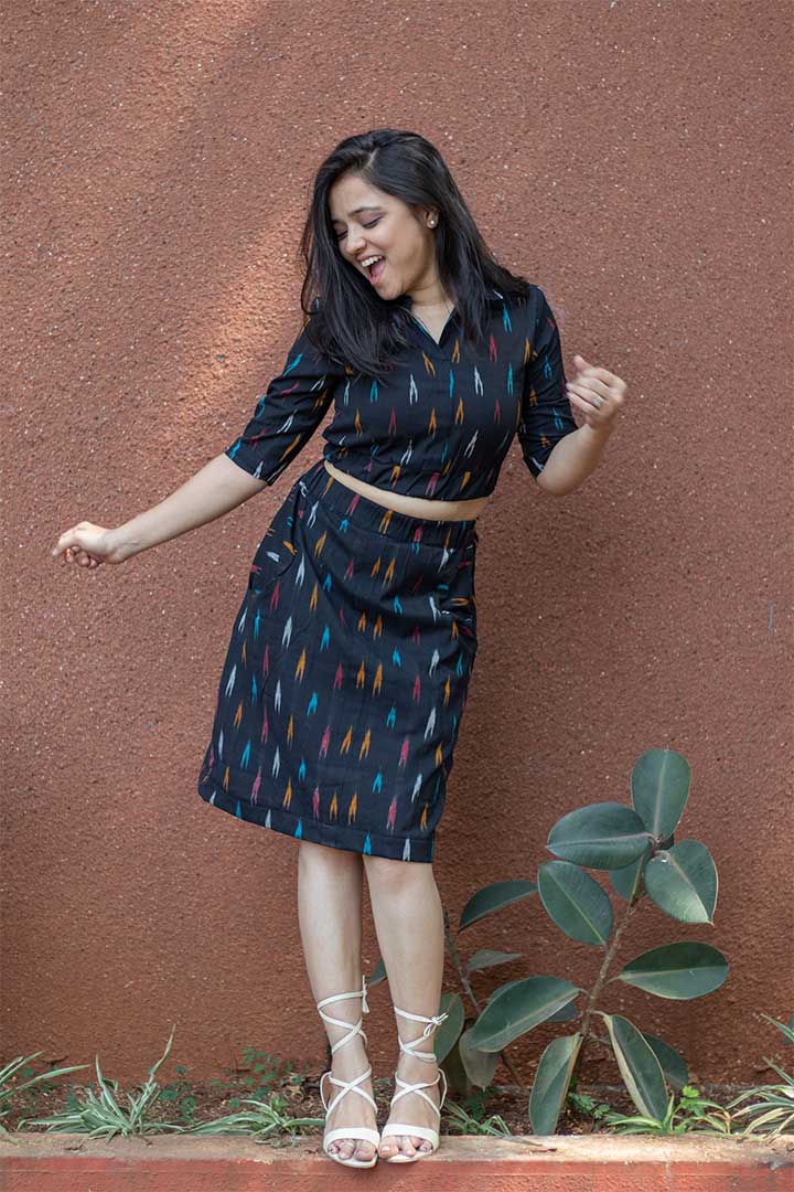 Ikhat Black Cotton Cord Set