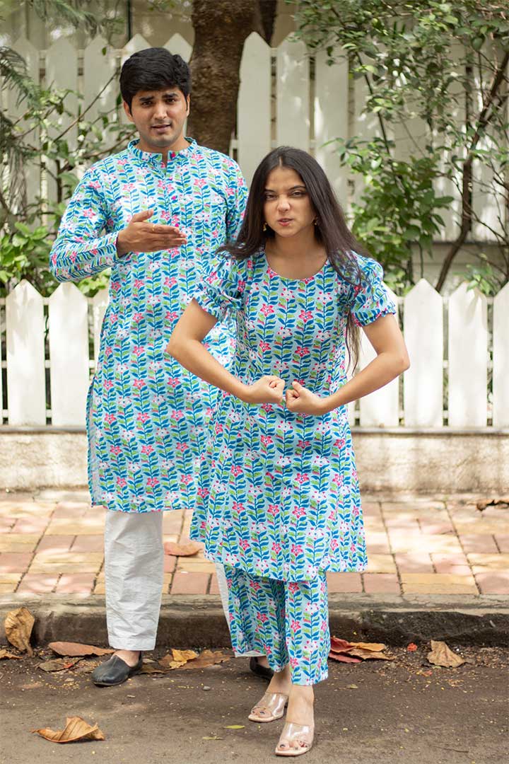 Blue Leafy Cord Set