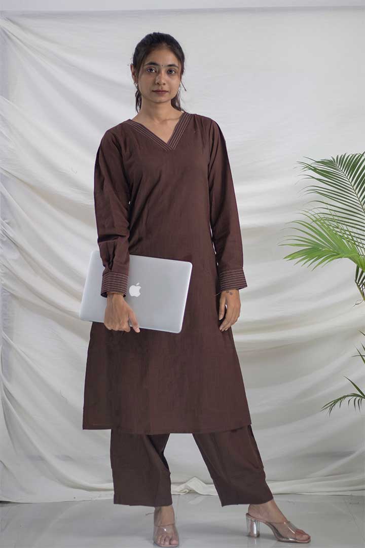 Brown Cotton Office Cord Set