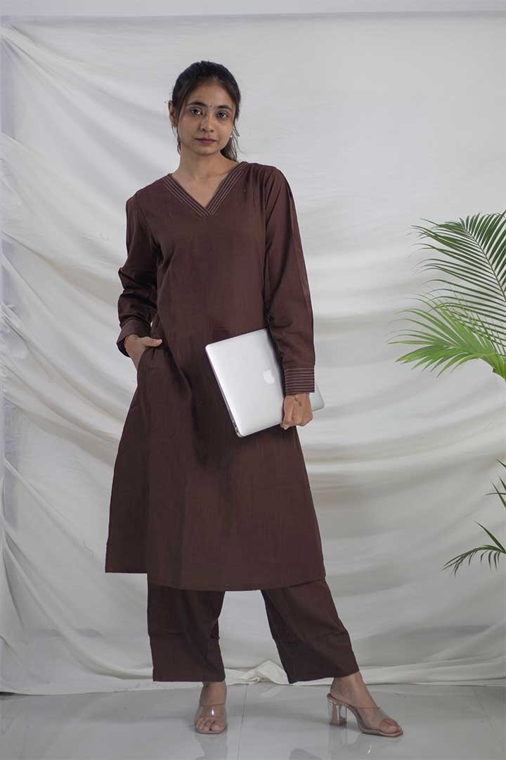 Brown Cotton Office Cord Set
