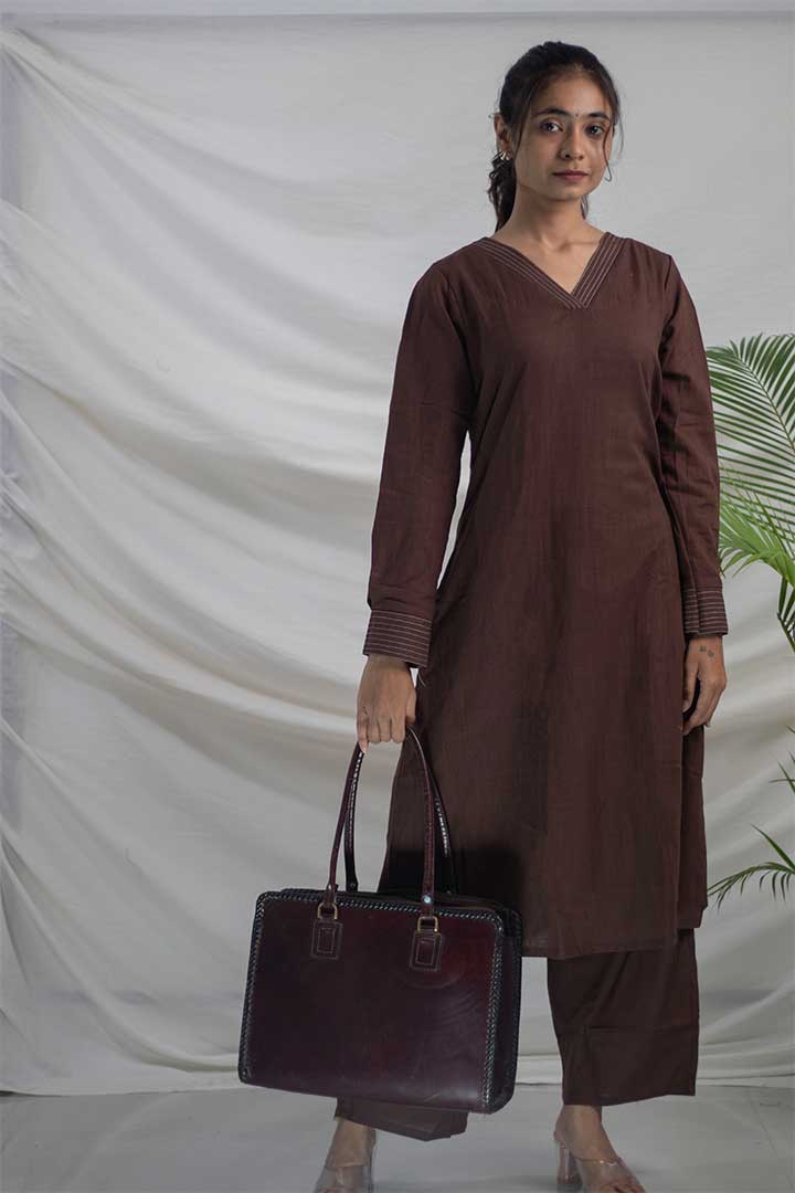 Brown Cotton Office Cord Set