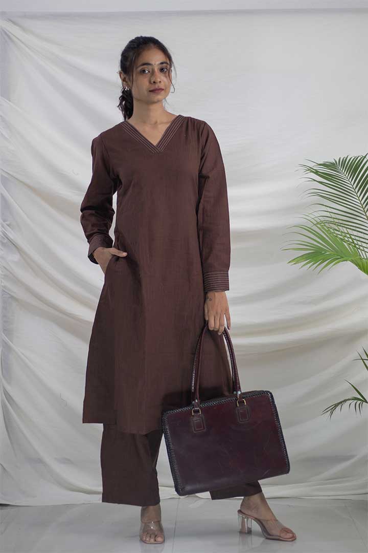 Brown Cotton Office Cord Set