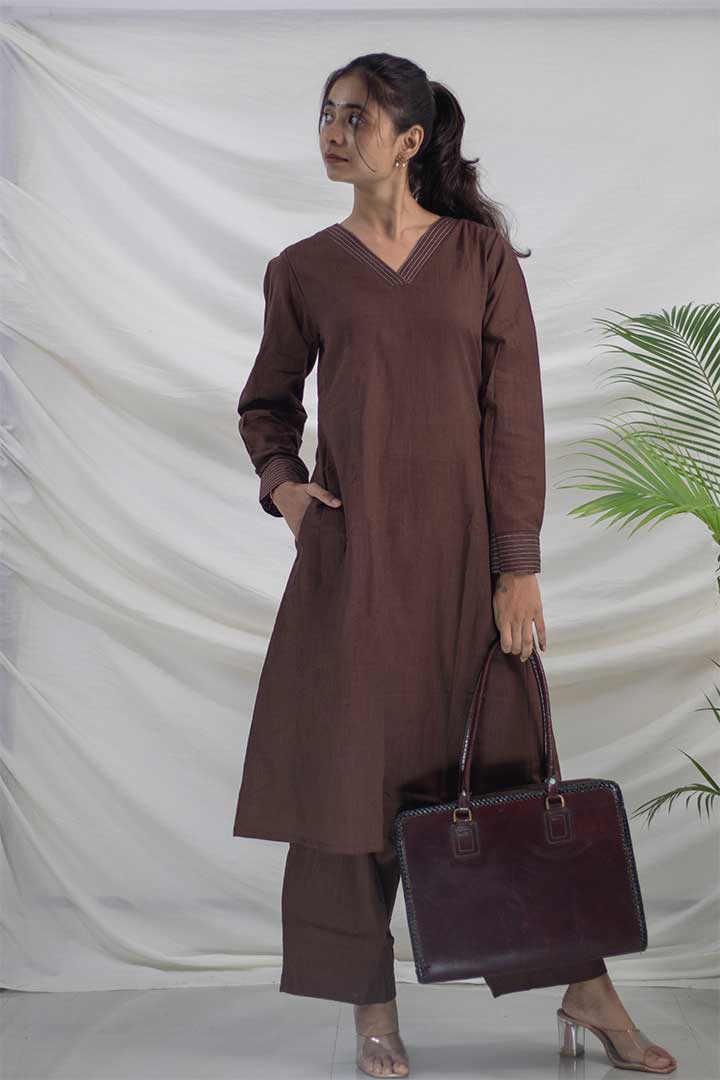 Brown Cotton Office Cord Set
