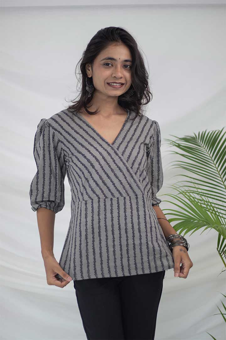 Achkan Style Cotton Top