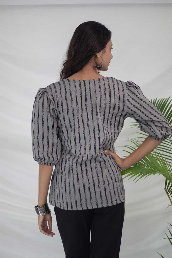 Achkan Style Cotton Top
