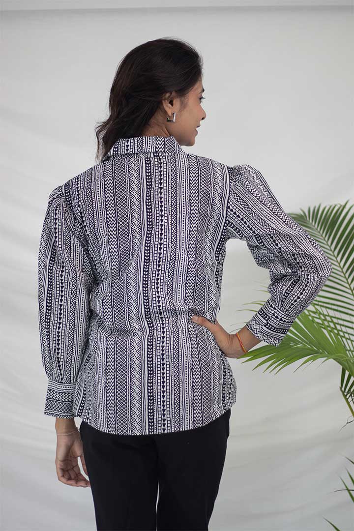 Shirt Style Printed Top