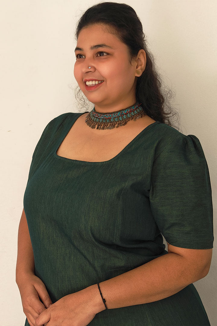 Plus Denim Green Dress