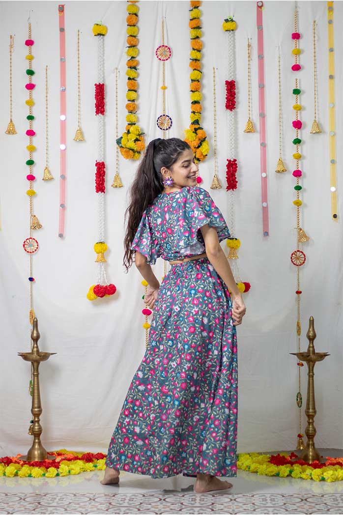 Grey Floral Cord Set