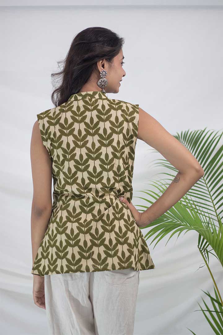 Chinese Collar Show Button Placket Top