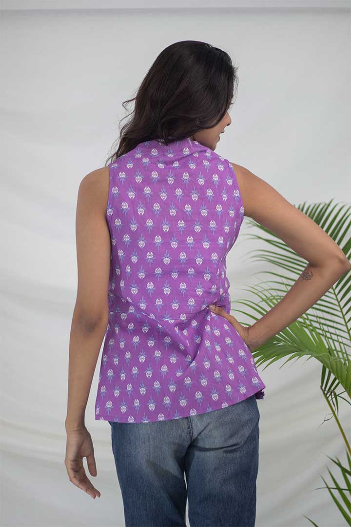 Purple FLoral V-Neck Top