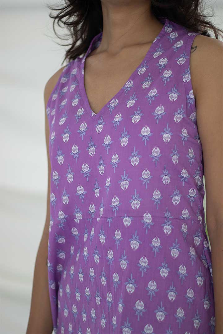 Purple FLoral V-Neck Top