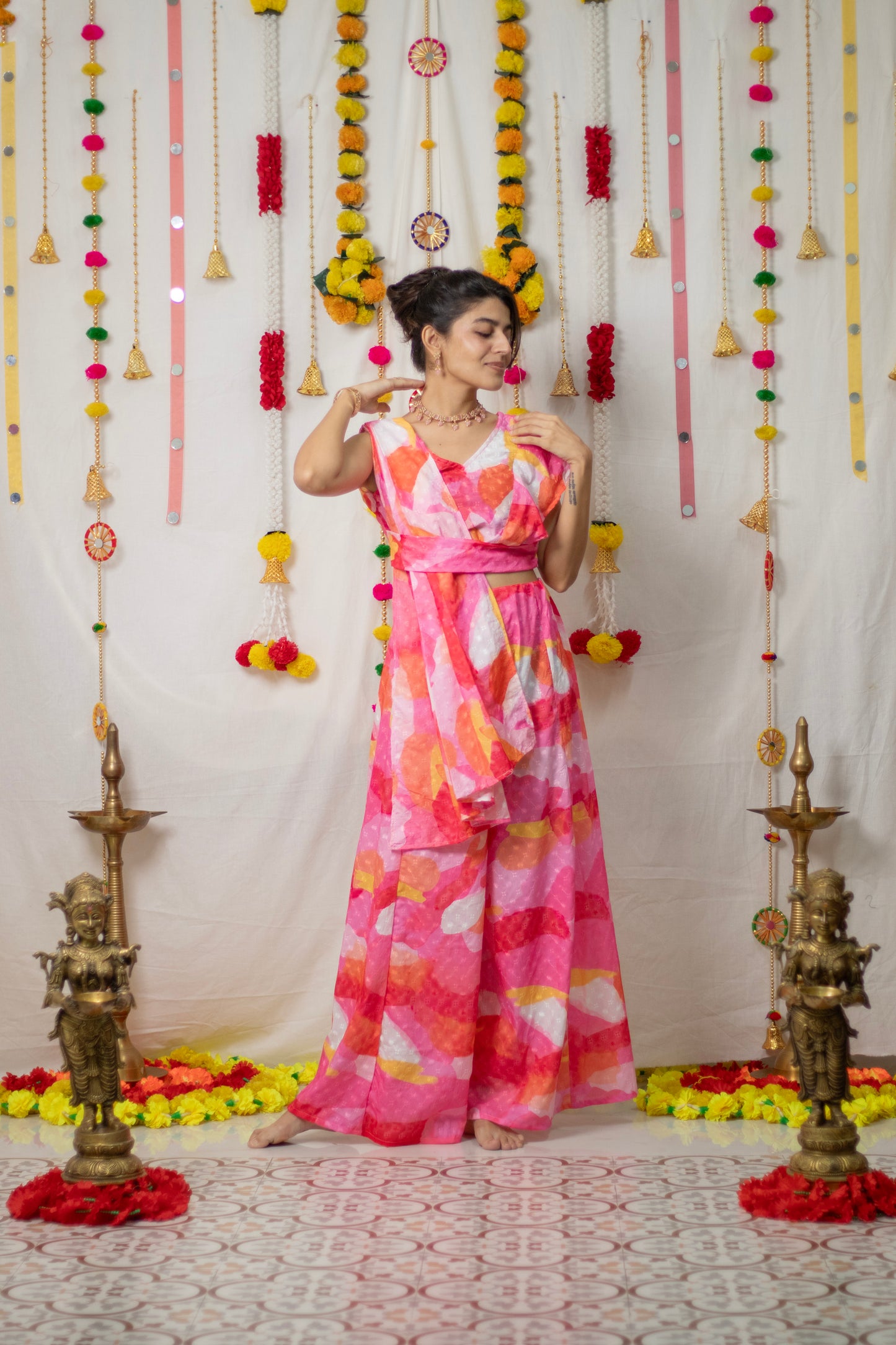 Pink Dupatta Cord Set