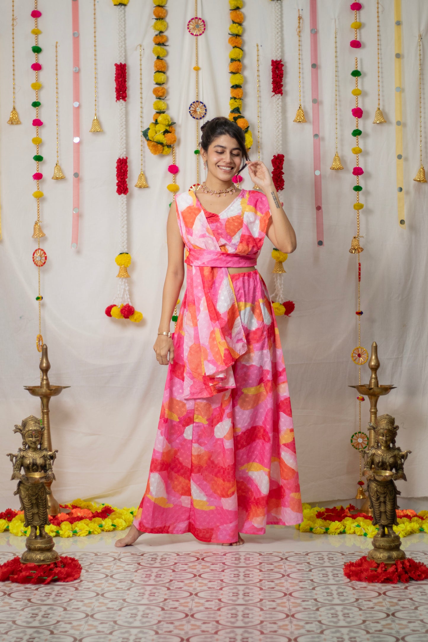 Pink Dupatta Cord Set