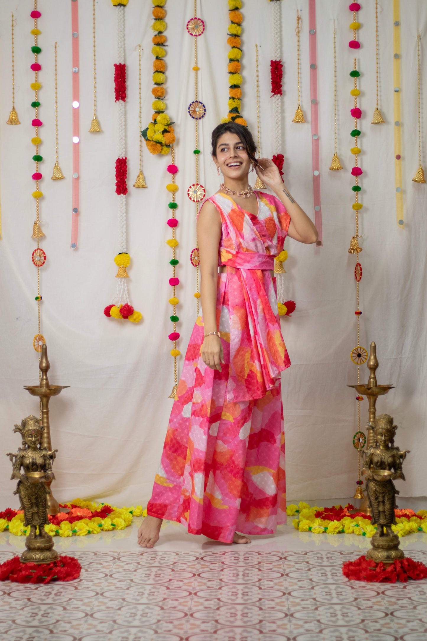 Pink Dupatta Cord Set