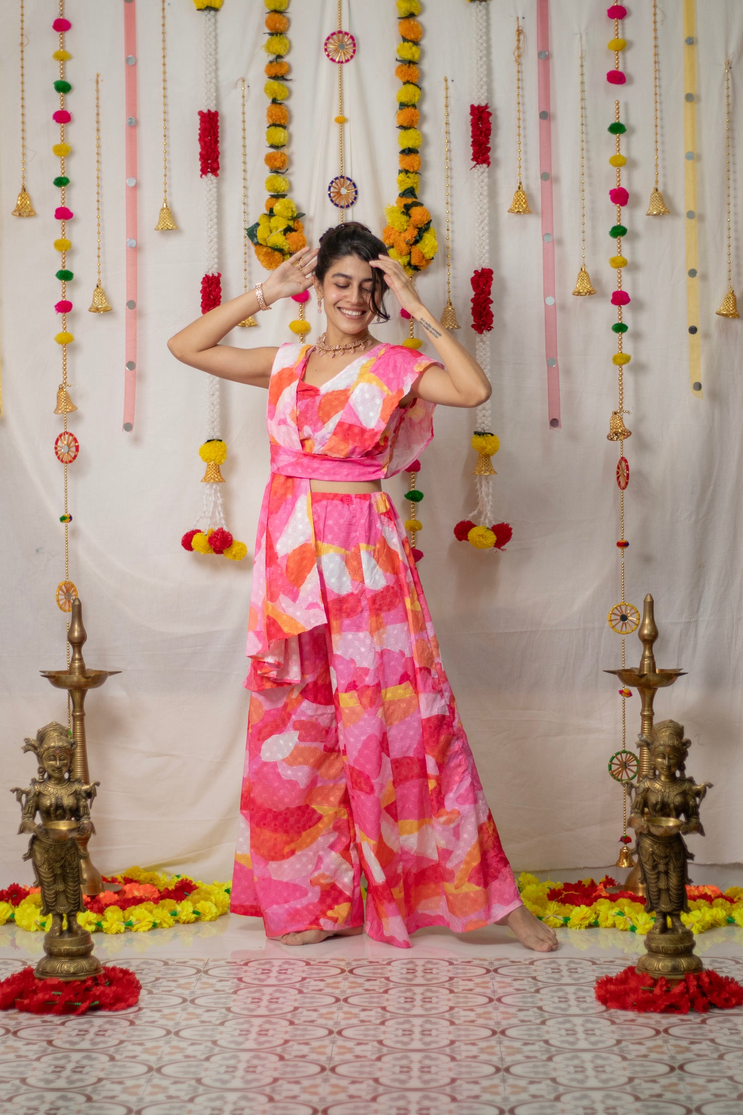 Pink Dupatta Cord Set