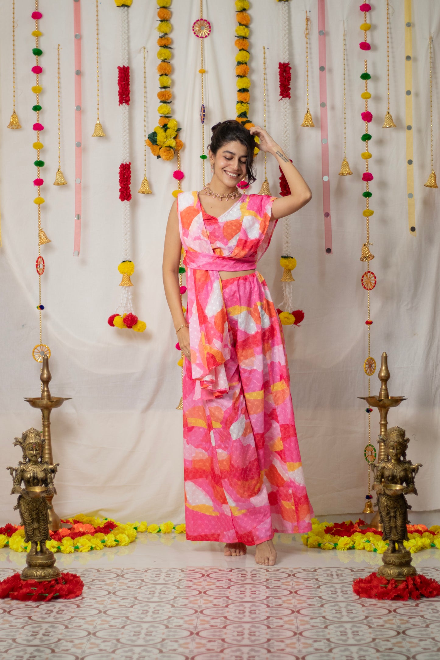 Pink Dupatta Cord Set