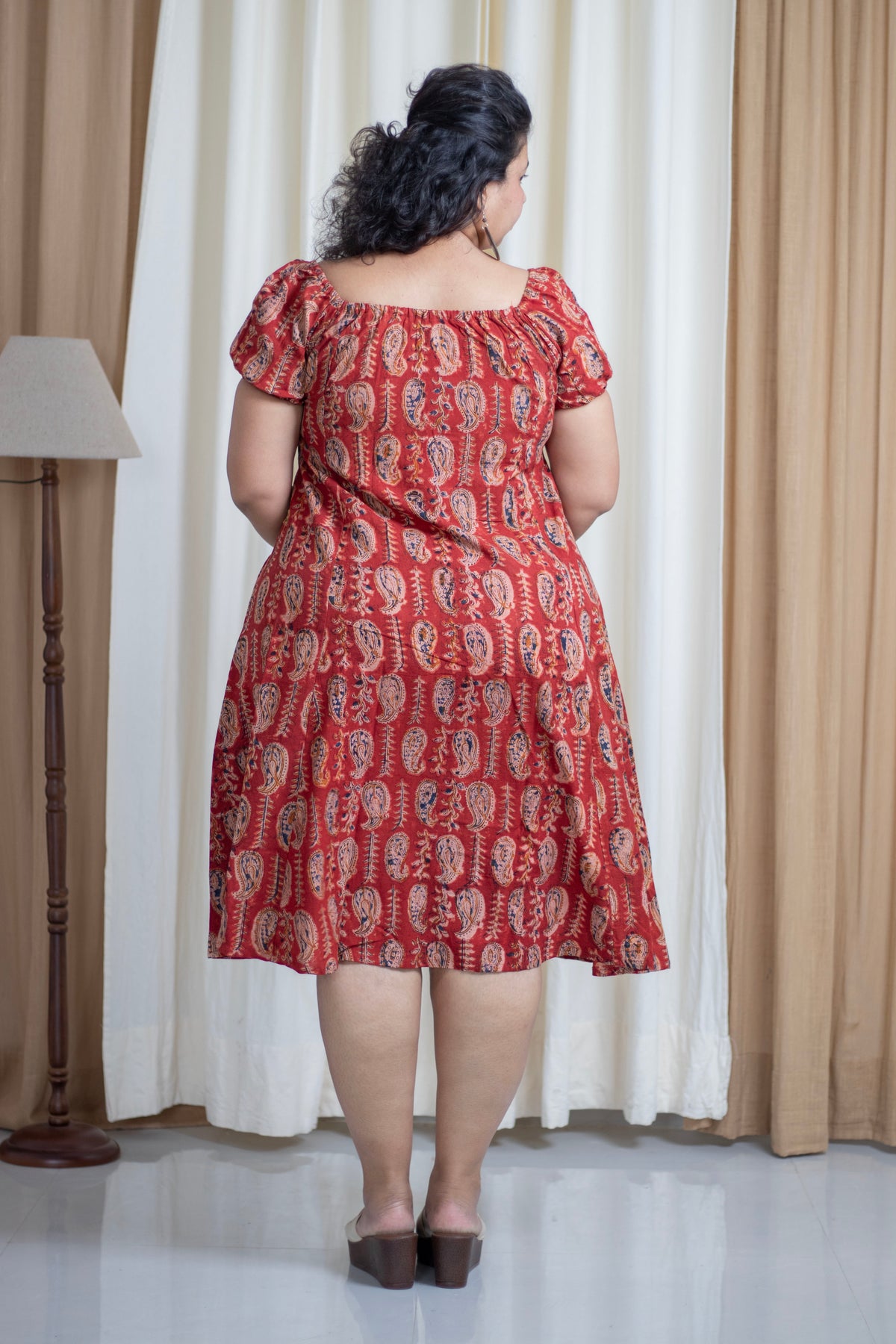 Plus Size Hand Block Printed Kalamkari Cotton Dress