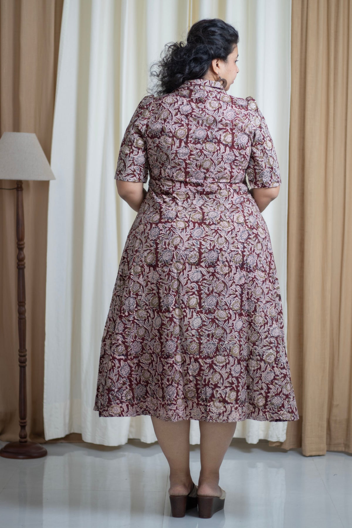 Plus Size Hand Block Printed Kalamkari Cotton Dress