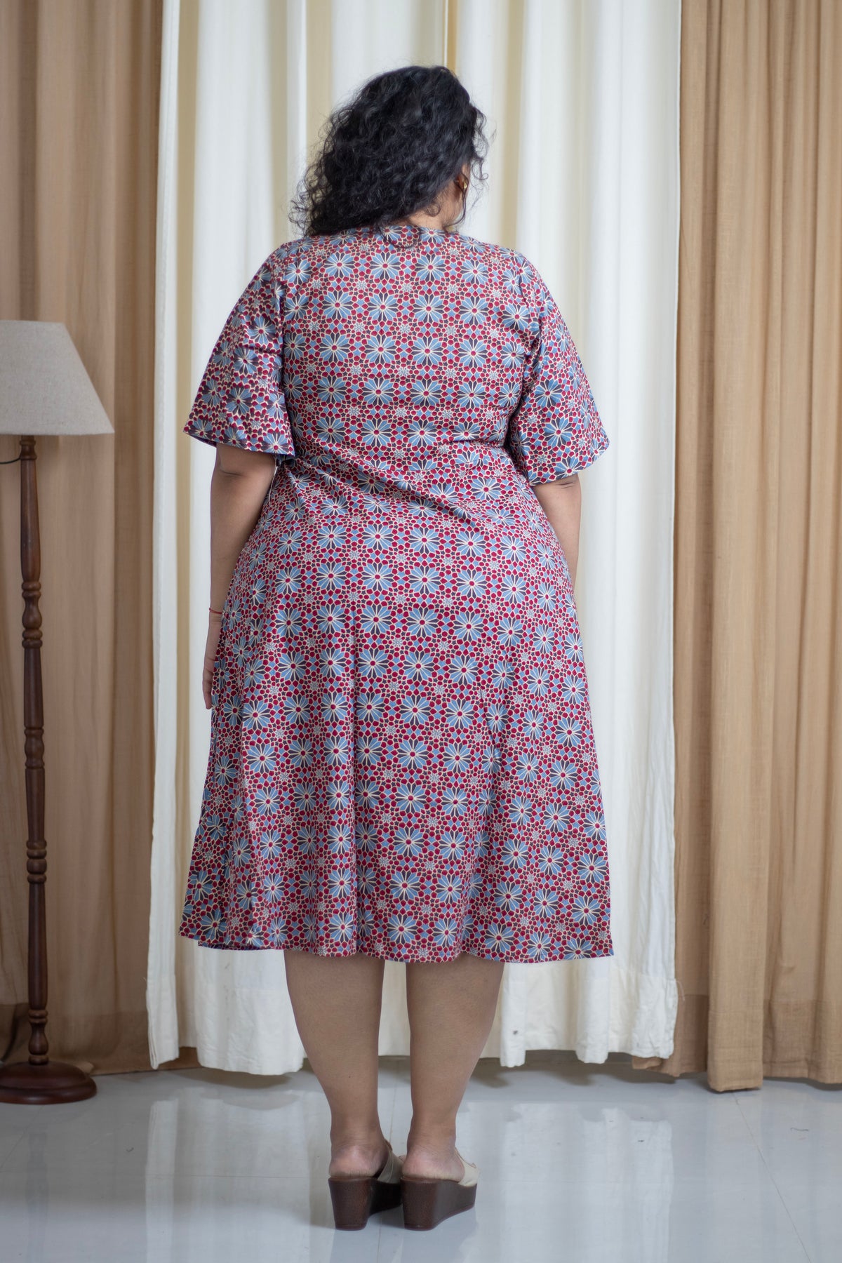 Plus Size V-Neck Fit & Flare cotton Dress
