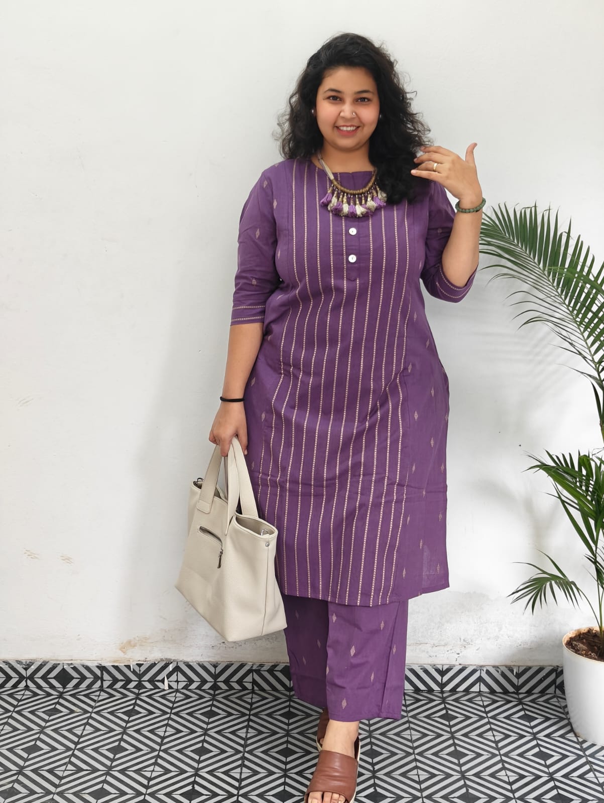 Cotton Purple Cord Set