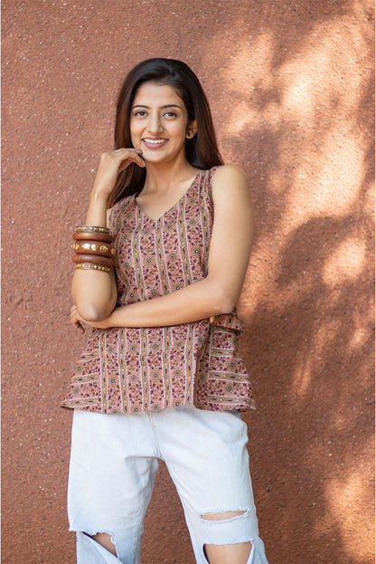 Cotton Top V-Neck Stripe