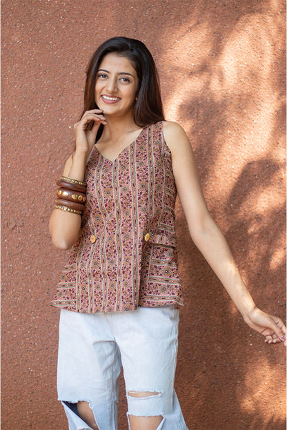 Cotton Top V-Neck Stripe