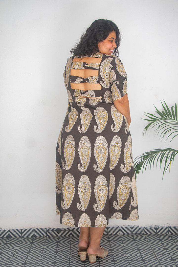 Plus Block Pasley Cotton Dress