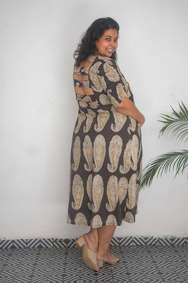 Plus Block Pasley Cotton Dress