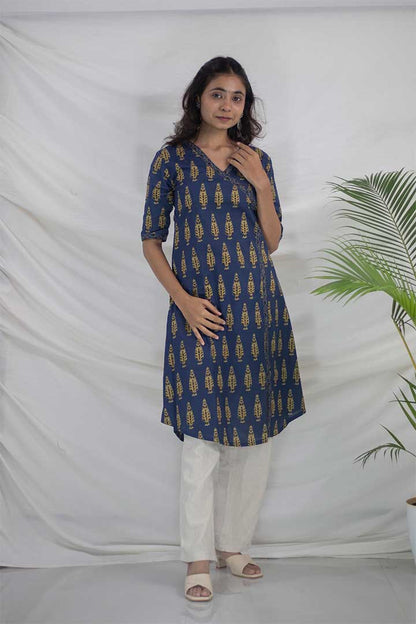 Anarkali Pattern Cotton Kurti