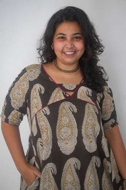 Plus Block Pasley Cotton Dress