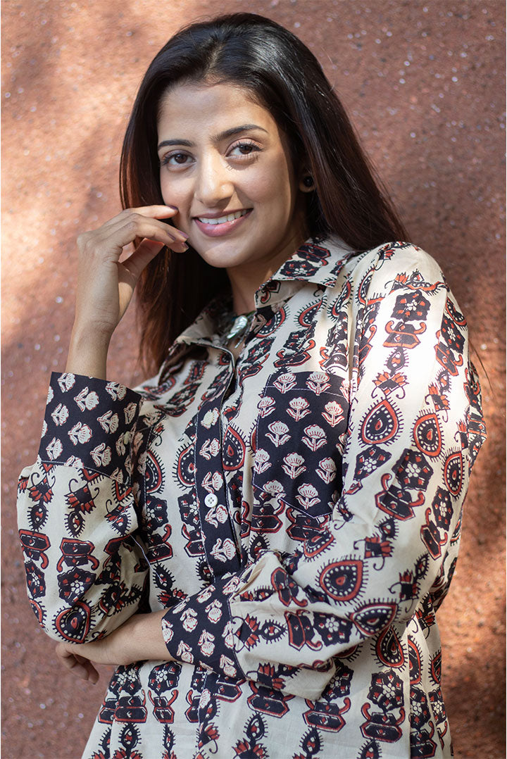 Adiva Block Printed Cotton Shirt