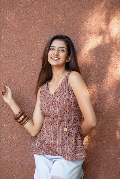 Cotton Top V-Neck Stripe