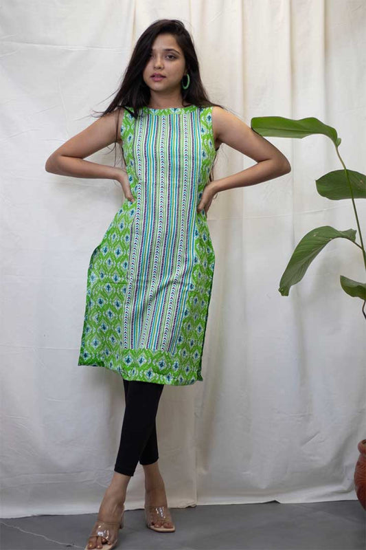 Green Centre Lines Kurti