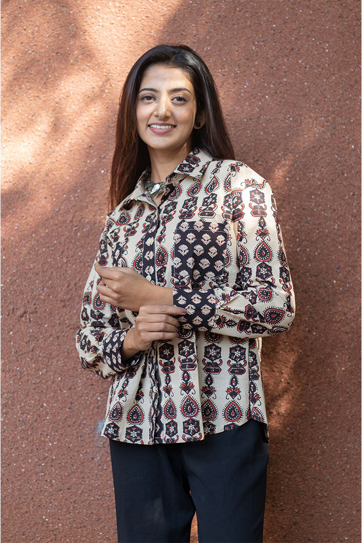 Adiva Block Printed Cotton Shirt