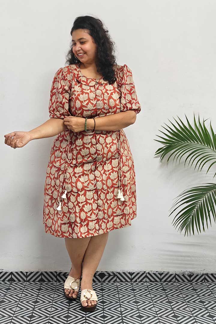 Peterpan Block Printed Cotton Dress