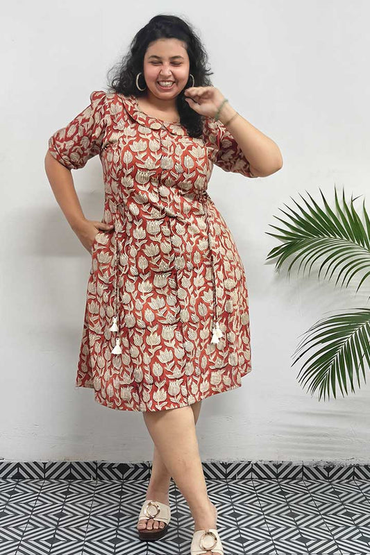 Peterpan Block Printed Cotton Dress
