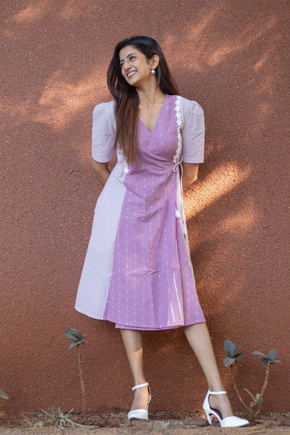 Lailac Lacy Wrap Style Cotton Dress