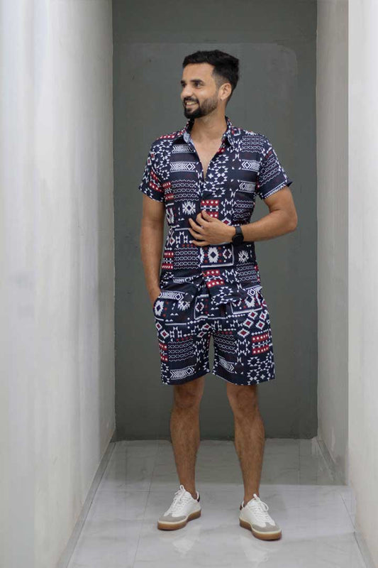 Grey Geometric Print Cord Set