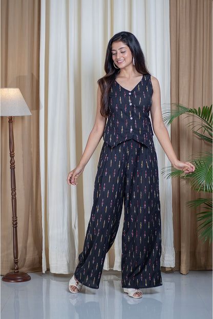 Ikhat Black Cotton Cord Set