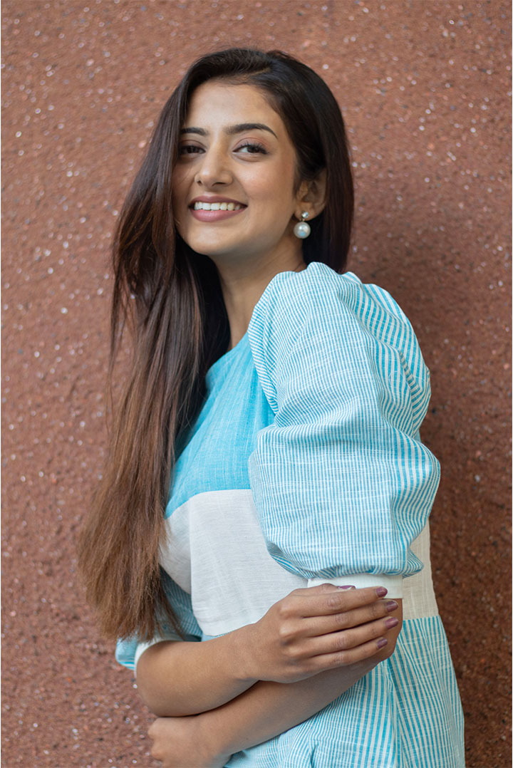 Cotton Blue front pocket Dress