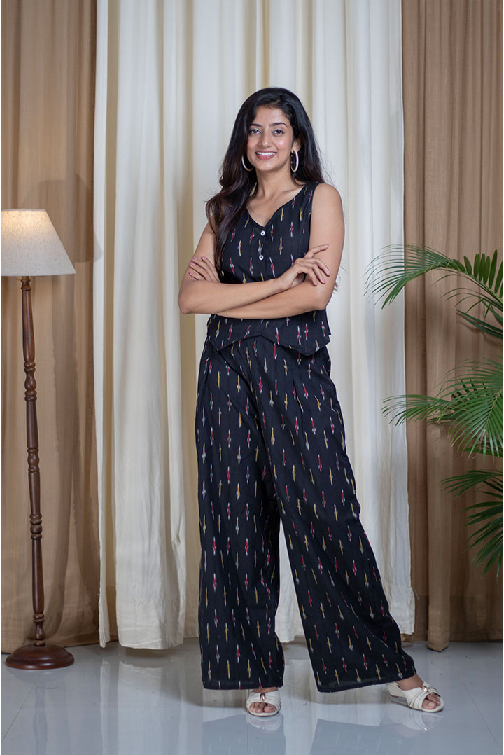 Ikhat Black Cotton Cord Set