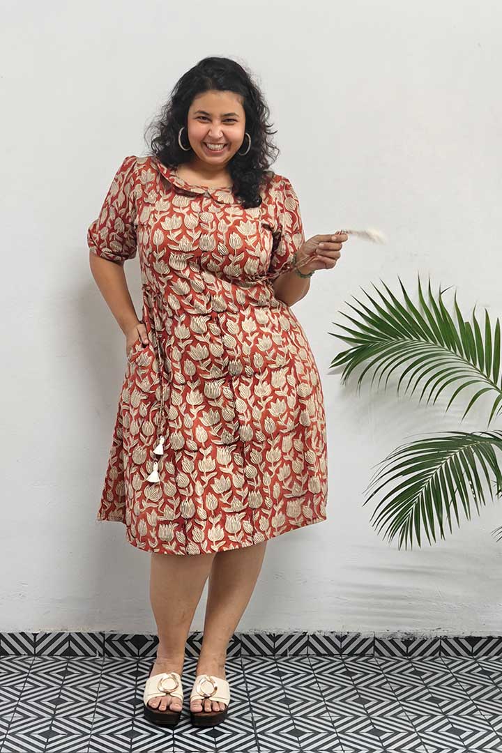 Peterpan Block Printed Cotton Dress