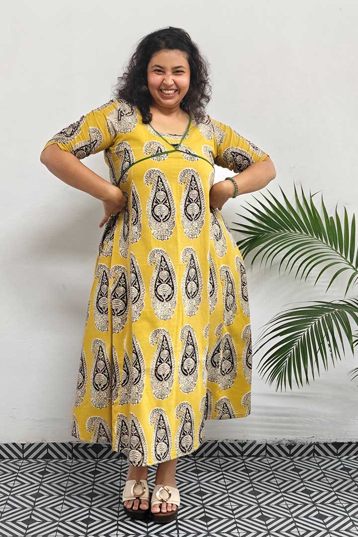 Mustered Alia Cut Cotton Dress