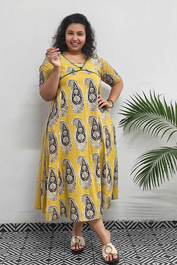 Mustered Alia Cut Cotton Dress